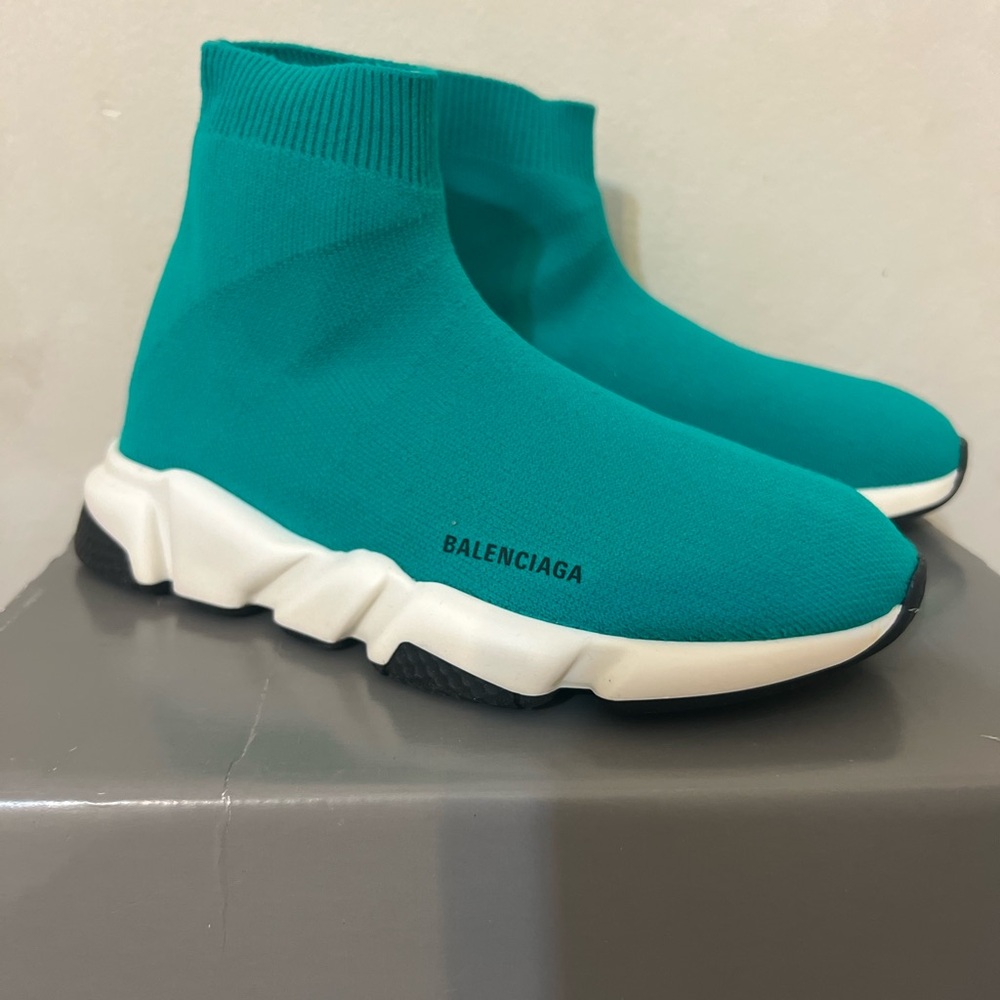 Balenciaga Blue Sock Sneakers Sleek Knit Design